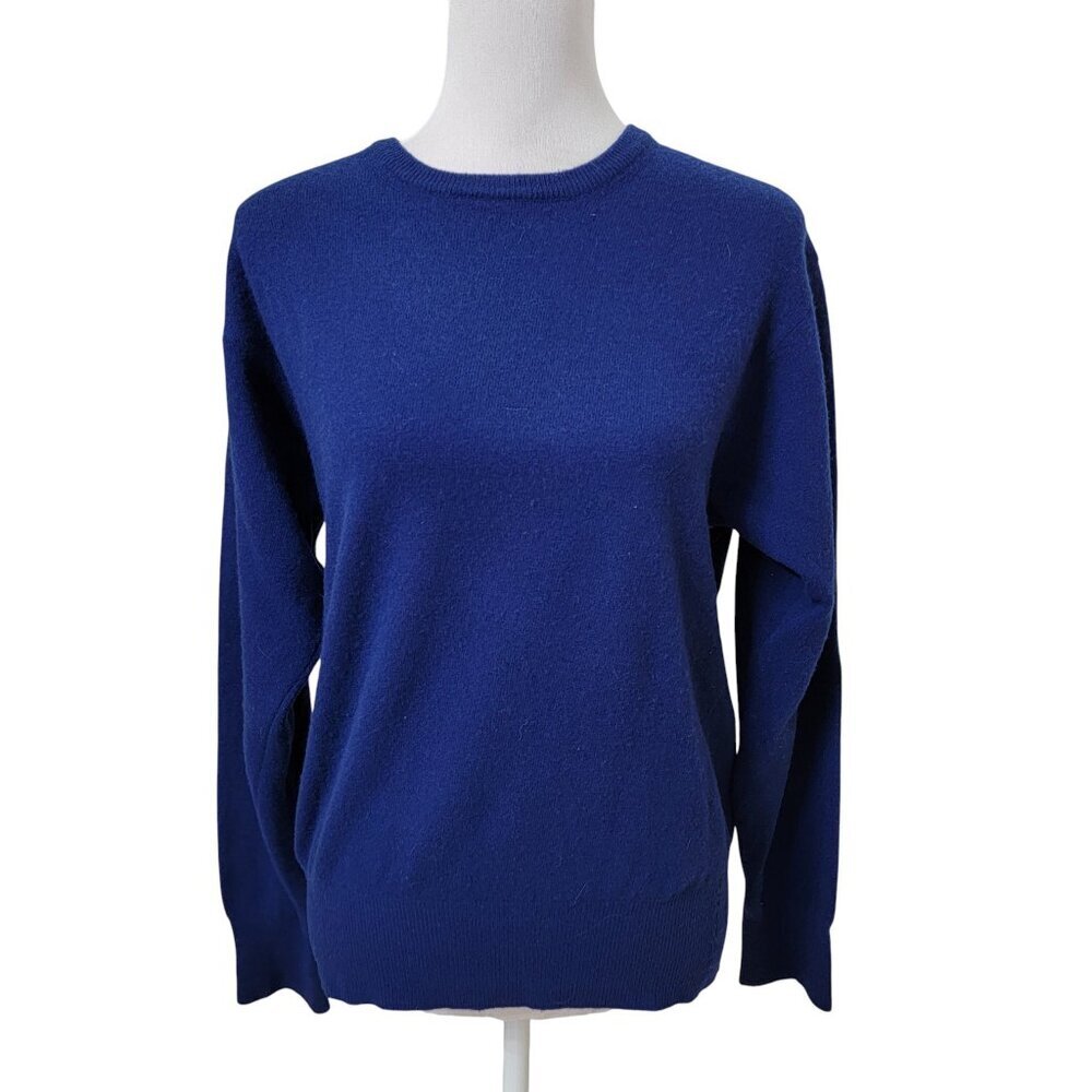 United Colors Of Benetton Vintage Royal Blue Lambs Wool Sweater, Made in Italy